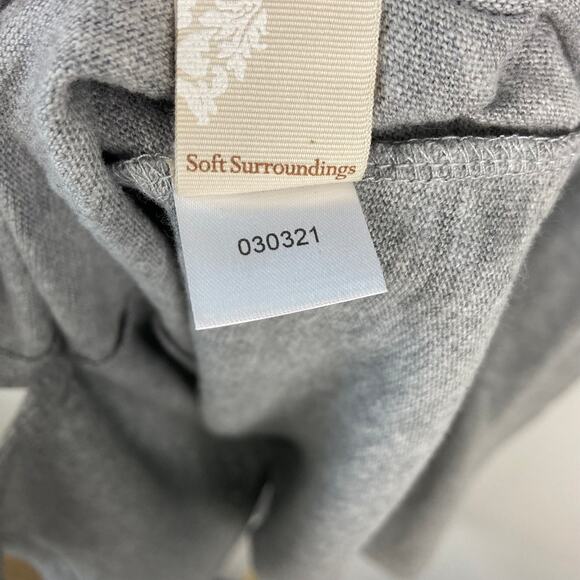 Soft Surroundings Gray Dress Short Sleeve Flare Skirt Cotton Size Medium Petite - Picture 12 of 12